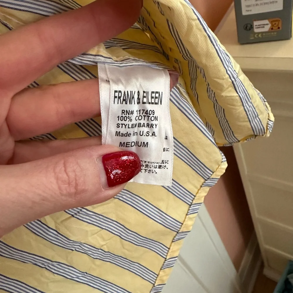 Frank & Eileen Barry Yellow and Blue Striped Shirt sz M (reco sz 4) - Picture 4 of 5